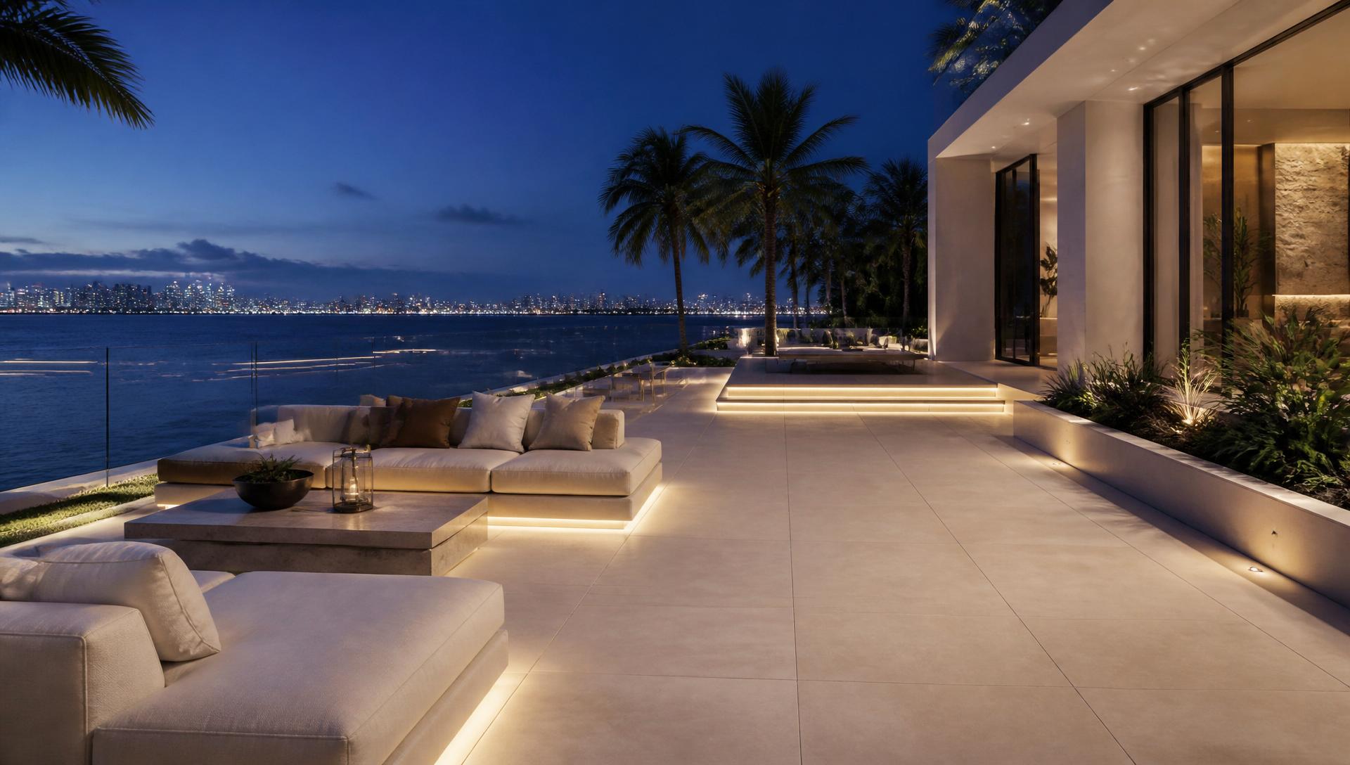 Where the house meets the water.