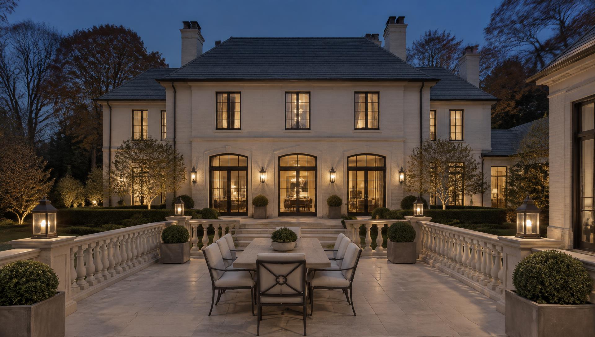 Dusk on the garden side.