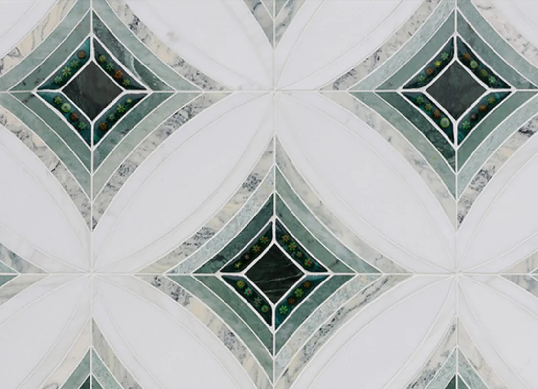 Emerald Star — Bianco and emerald marble geometric