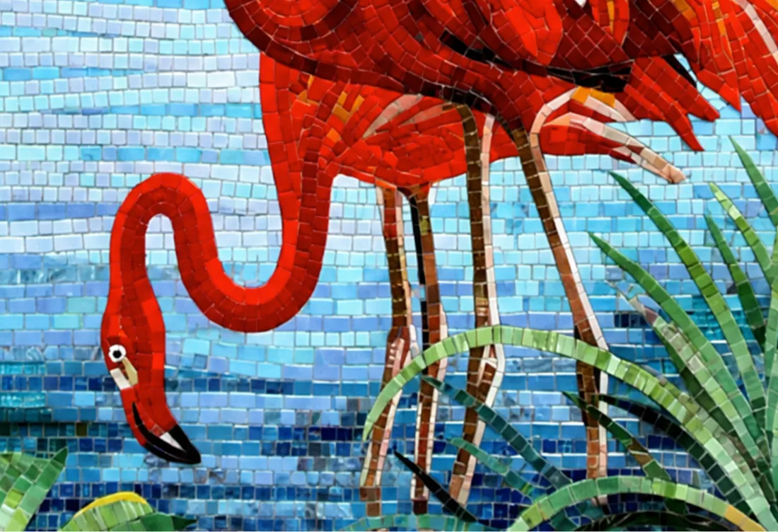 Flamingo Lagoon — Pictorial mosaic mural