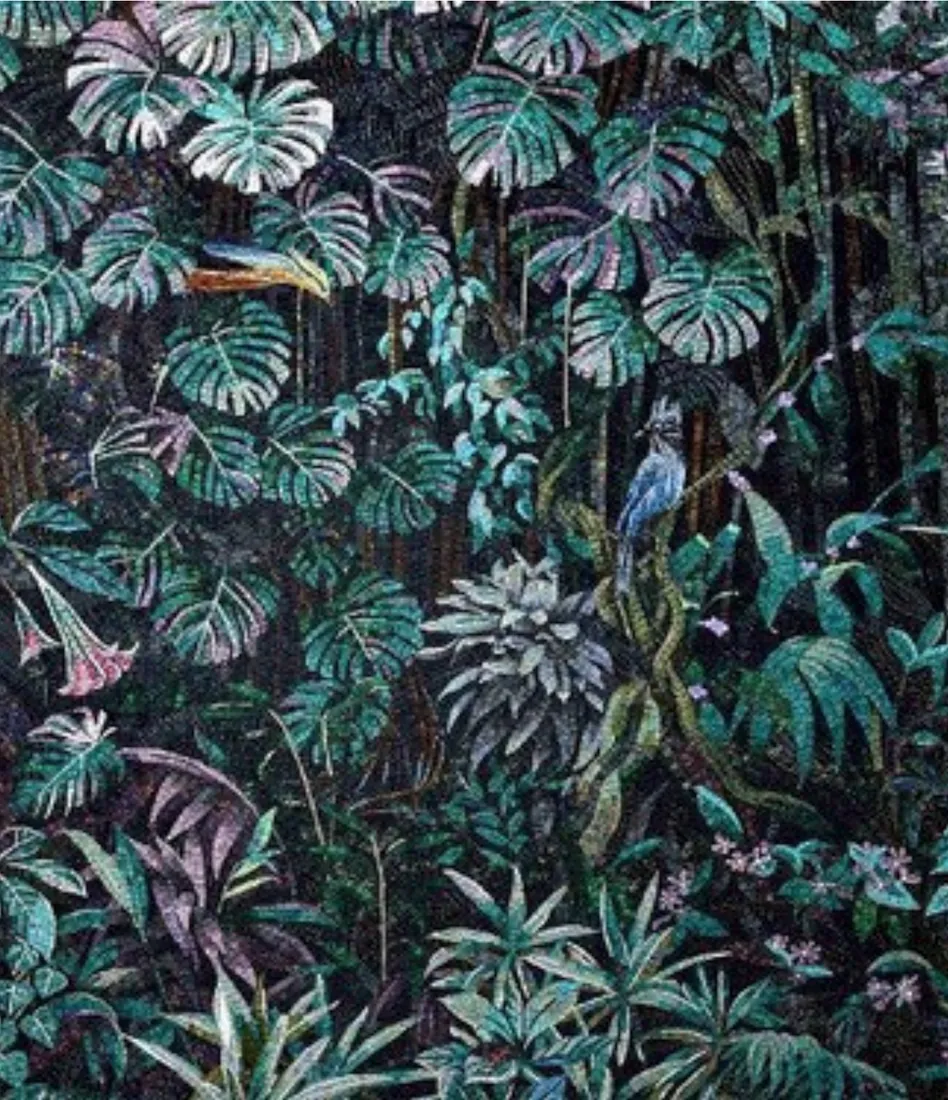 Jungle Noir — Botanical mosaic mural