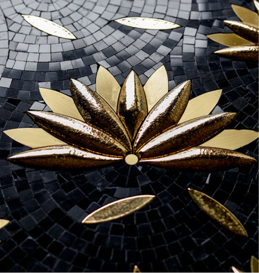 Nero Lotus — Black marble with gilded lotus inlay