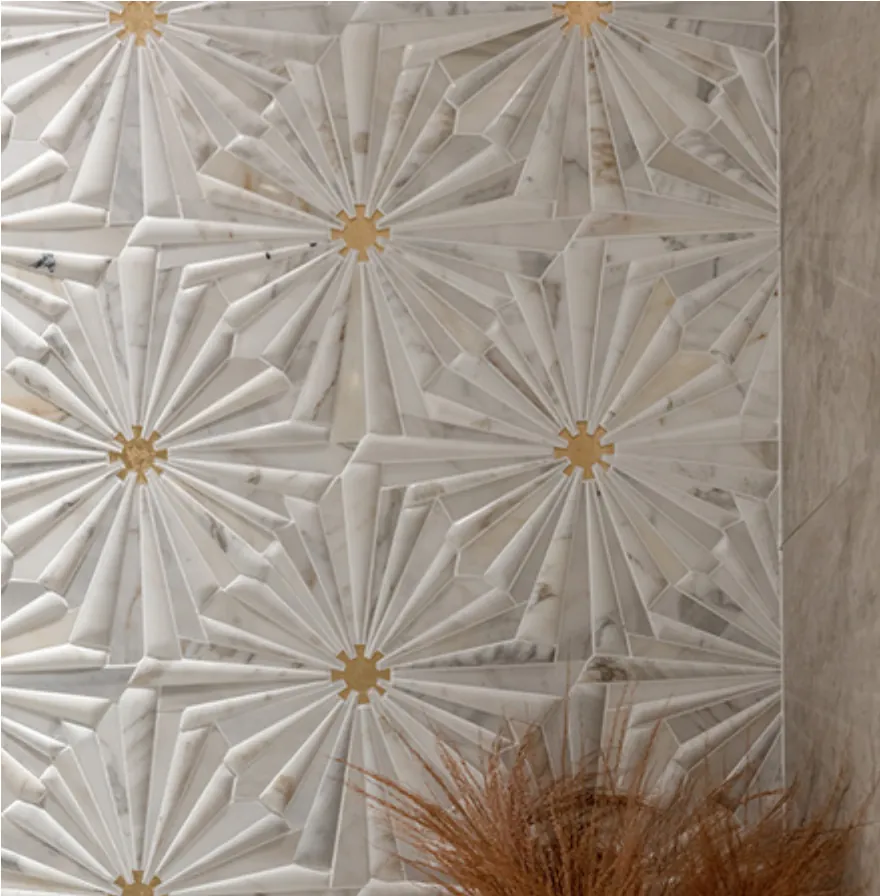 Stella d'Oro — White marble starburst with gold inlay